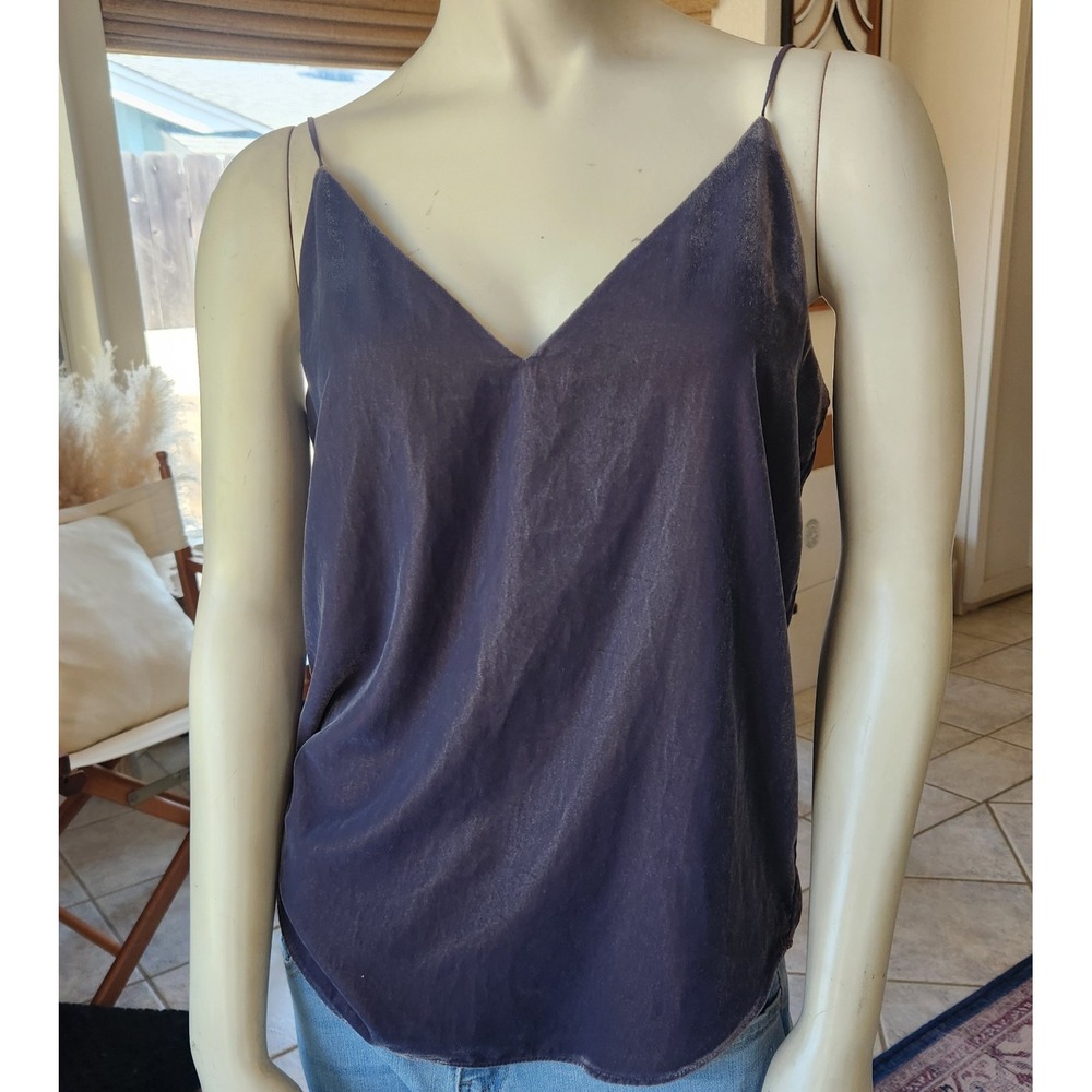Express Velvet Spaghetti Tank Top Womens Sz S Gray/purple V-Neck Cami - Picture 4 of 6